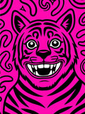 Vibrant Pink Black Tiger Swirls Rug