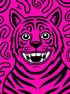 Vibrant Pink Black Tiger Swirls Rug