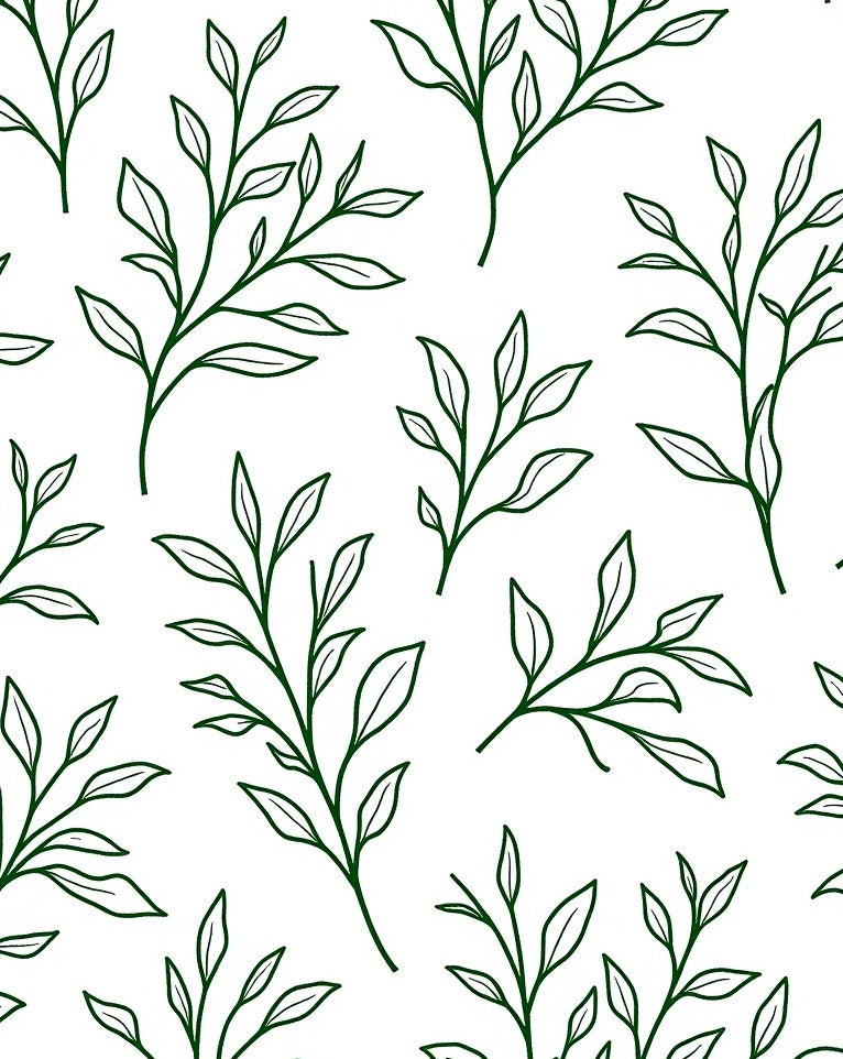Dark Green Leafy Branch Overlay Rug