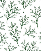 Dark Green Leafy Branch Overlay Rug