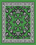 Emerald green black white floral scroll Rug