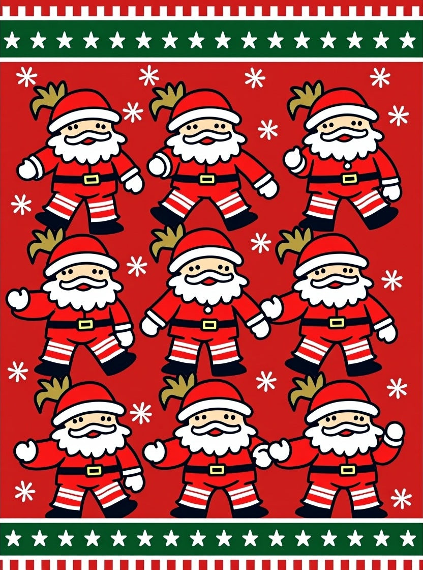 Jolly Red Santa Claus Snowflakes Rug