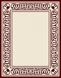 Deep Crimson Abstract Organic Border Rug