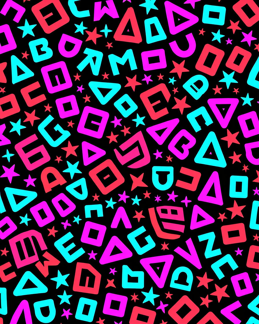 Retro Alphabet Stars Splash Rug