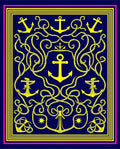 Naval Yellow Anchor Rope Medallion Rug