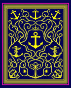 Naval Yellow Anchor Rope Medallion Rug