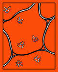 Vibrant Orange Organic Cell Illustration Rug