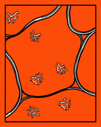 Vibrant Orange Organic Cell Illustration Rug