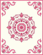 Pink Bloom Border Filigree Rug