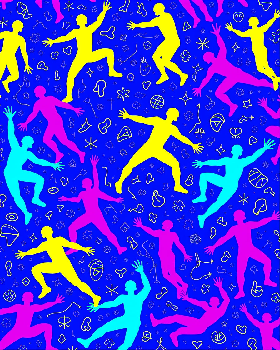 Vibrant Electric Pose Figures Rug