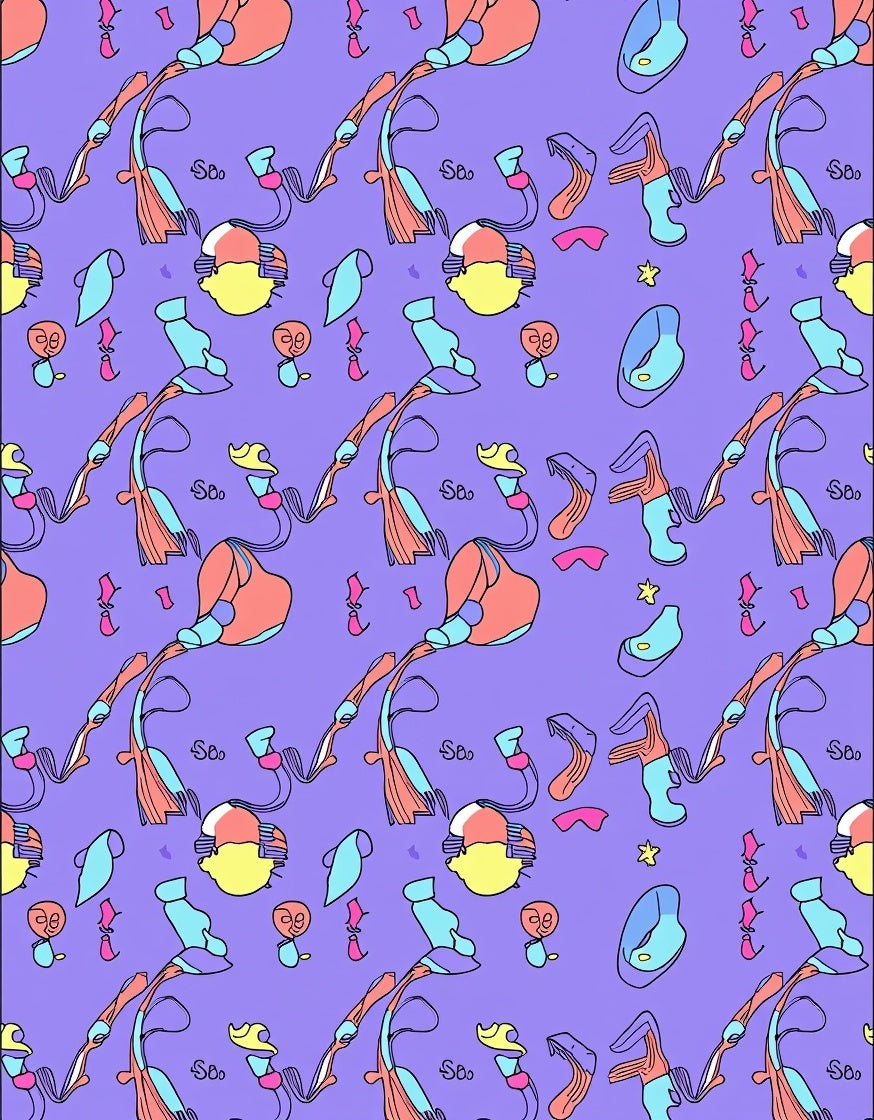Surreal Whimsical Shapes Lavender Rug