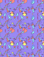 Surreal Whimsical Shapes Lavender Rug