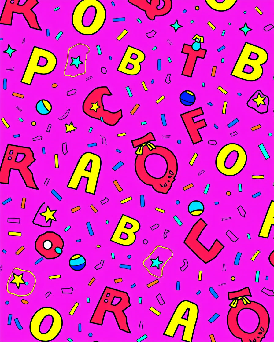 Vibrant Pink Confetti Alphabet Fun Rug