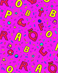 Vibrant Pink Confetti Alphabet Fun Rug