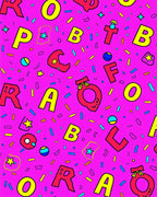 Vibrant Pink Confetti Alphabet Fun Rug