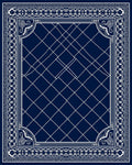 Midnight Blue Ornate Chain Border Rug