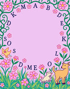Floral Garden Dogs Alphabet Rug