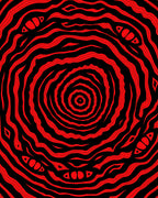 Vivid Red Concentric Abstract Eye Rug