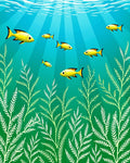 Sunny Yellow Fish Teal Underwater Scene Rug