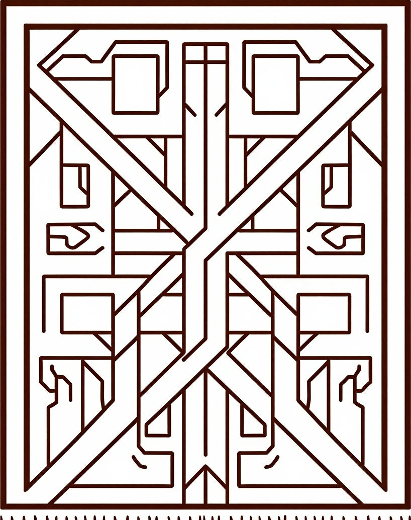 Geometric Abstract Lines Brown Rug