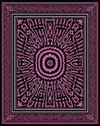 Pink Black Intricate Mandala Rug