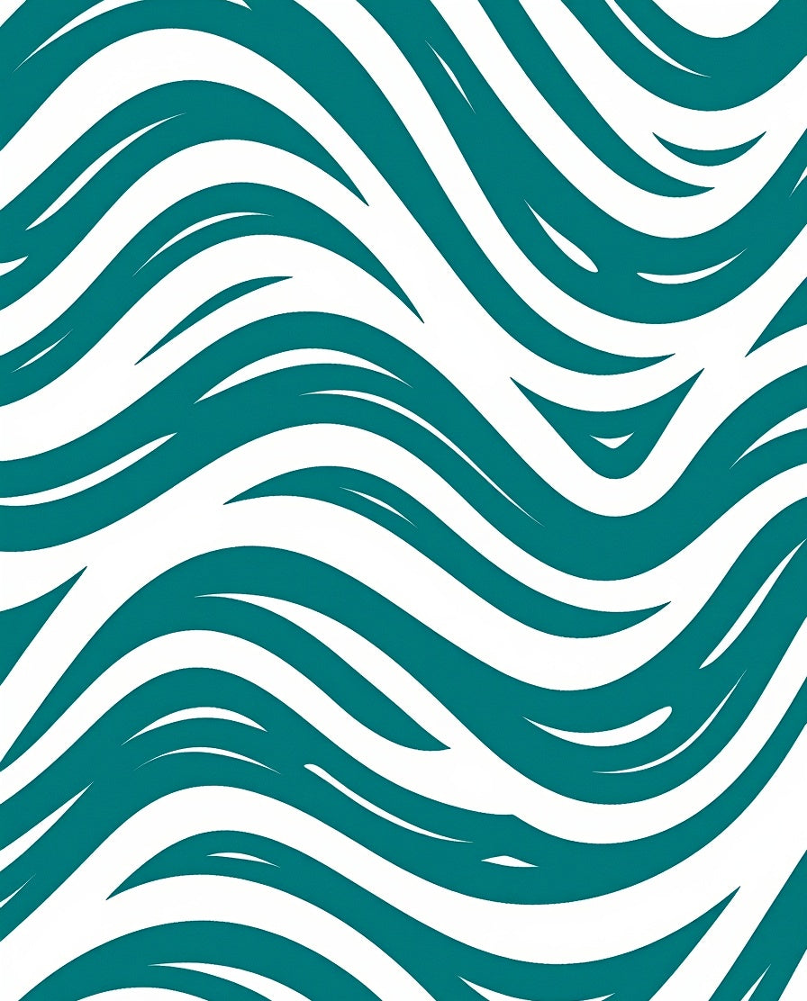 Teal White Fluid Wave Rug