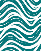 Teal White Fluid Wave Rug