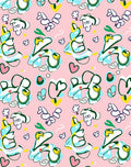 Playful Pink Abstract Doodle Characters Rug