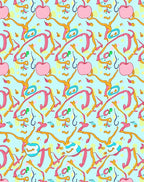 Whimsical Pink Apple Sky Swirl Rug
