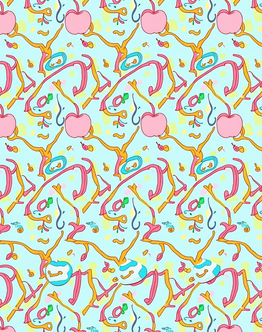 Whimsical Pink Apple Sky Swirl Rug