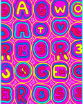 Retro Graphic Alphabet Grid Rug