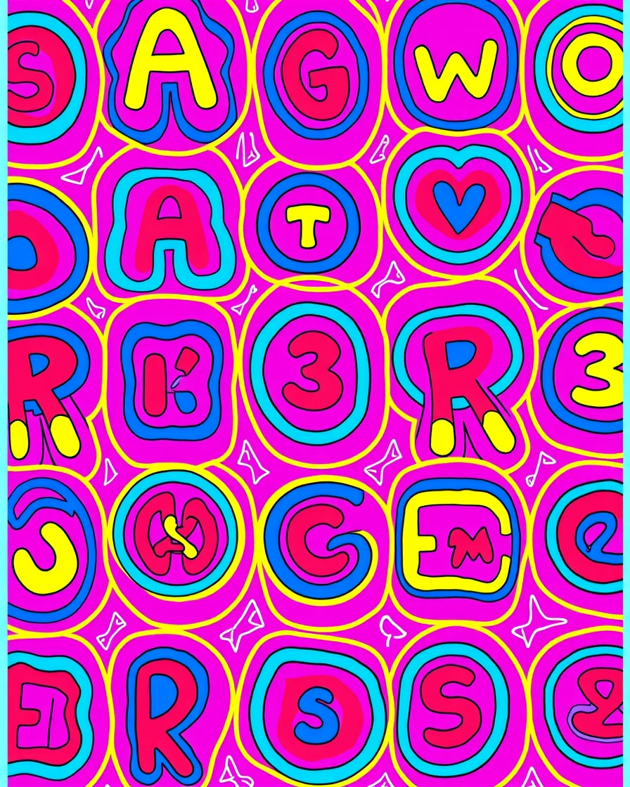 Retro Graphic Alphabet Grid Rug