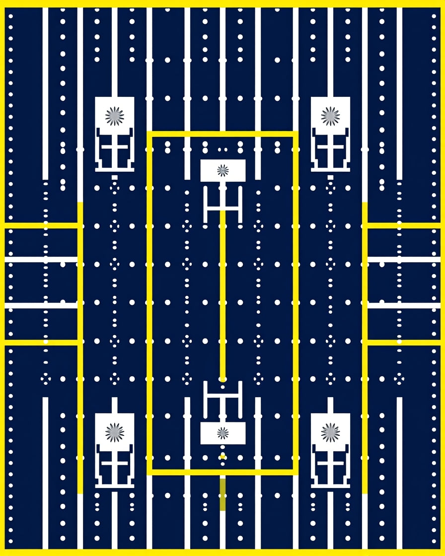 Bold Navy Yellow Geometric Sun Icon Rug