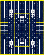 Bold Navy Yellow Geometric Sun Icon Rug