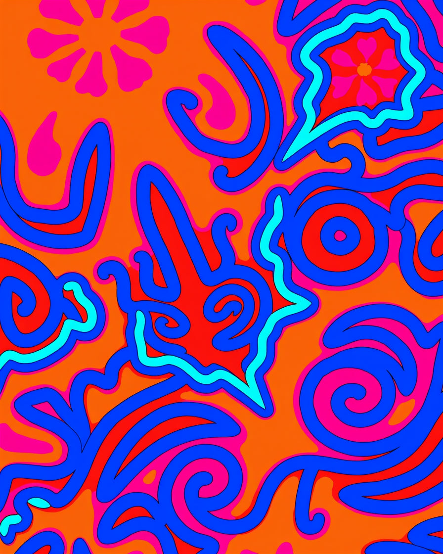 Vibrant Retro Psychedelic Swirls Rug