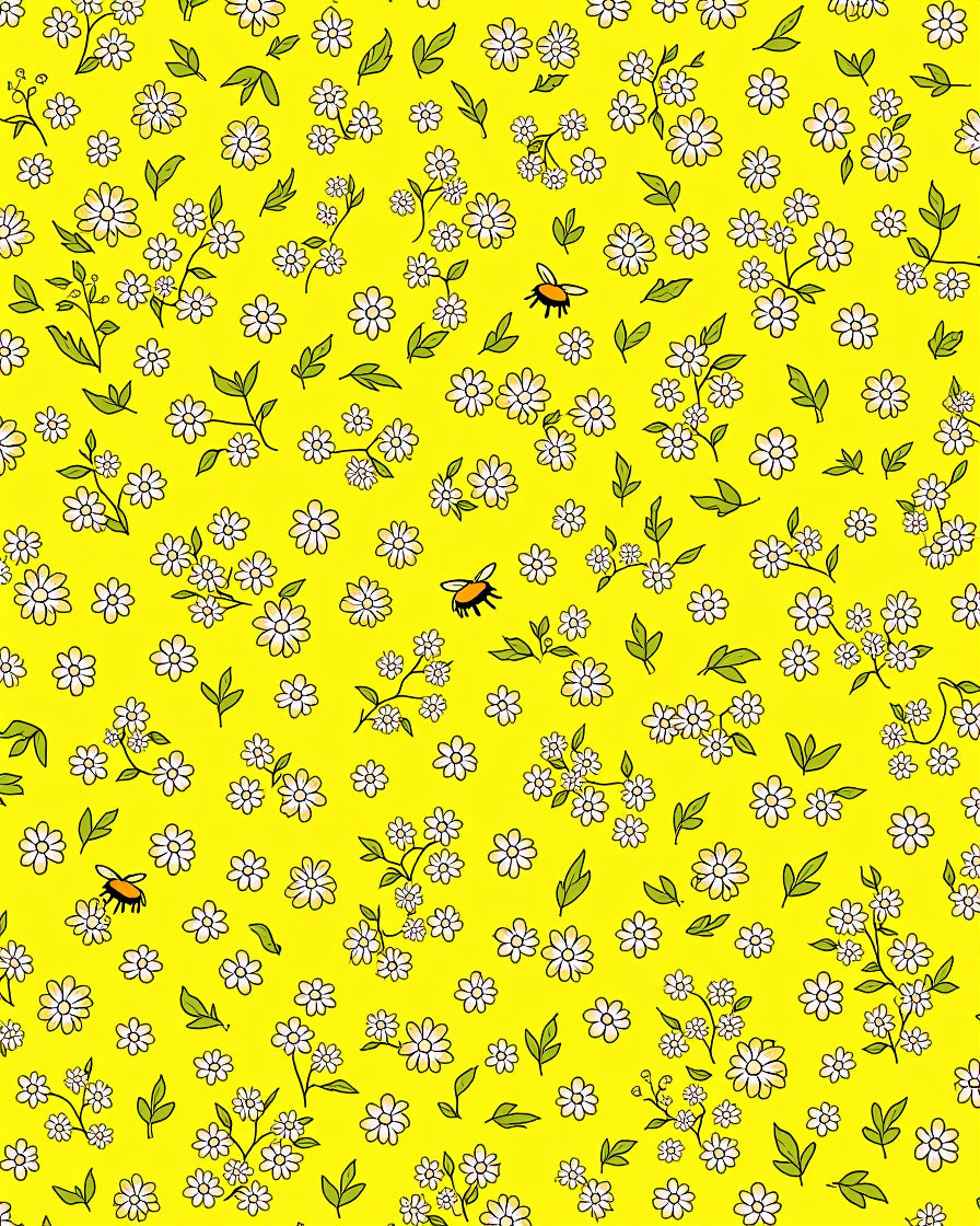 Bright Yellow Daisy Bee Meadow Rug