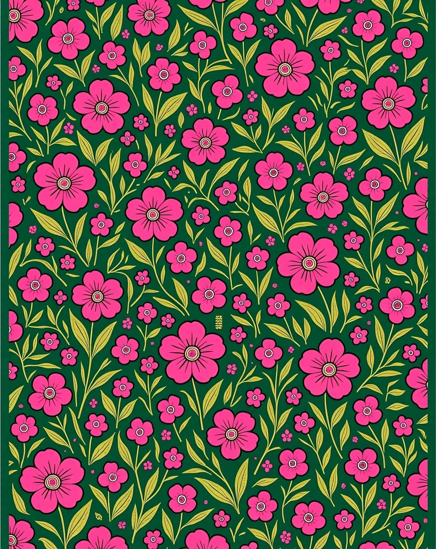 Vibrant Fuchsia Floral Vine Garden Rug