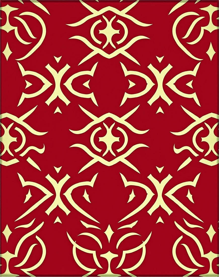 Crimson Golden Intertwined Scroll Rug
