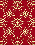 Crimson Golden Intertwined Scroll Rug