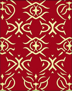Crimson Golden Intertwined Scroll Rug