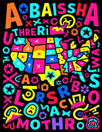 Colorful Abstract USA Map Alphabet Rug