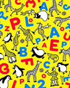 Playful Animals Alphabet Yellow Rug