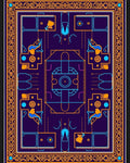 Indigo Blue Orange Geometric Architectural Rug