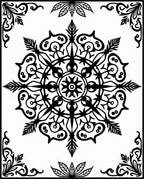 Black White Ornate Medallion Mandala Rug