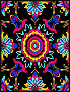 Vibrant Psychedelic Floral Medallion Rug