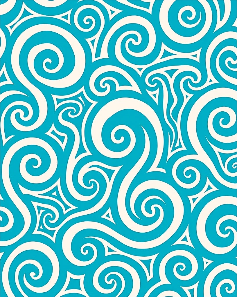 Deep Teal Swirl Fluid Waves Rug