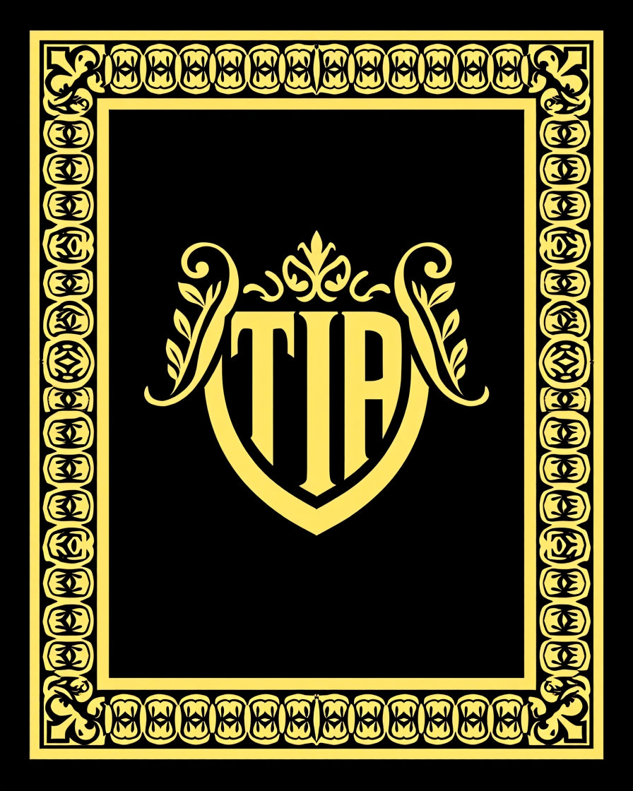 Black Gold Baroque Shield Crest Rug
