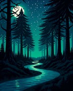 Midnight Forest Teal River Moonlight Rug