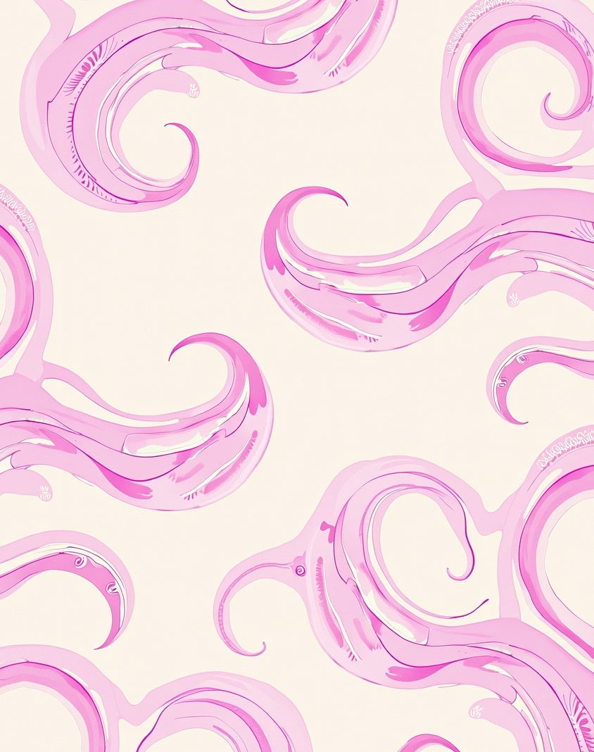 Pink Swirl Tentacle Abstract Art Rug