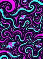 Neon Pink Teal Flying Saucer Swirls Rug